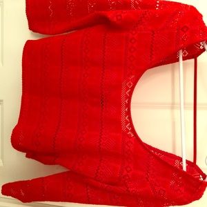 Red crocheted crop top